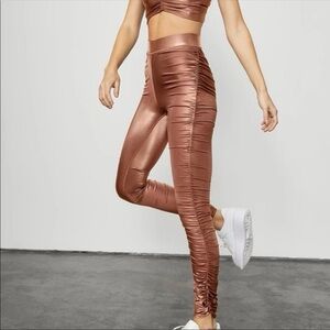 ALO Yoga Metallic Bronze Ruched Leggings